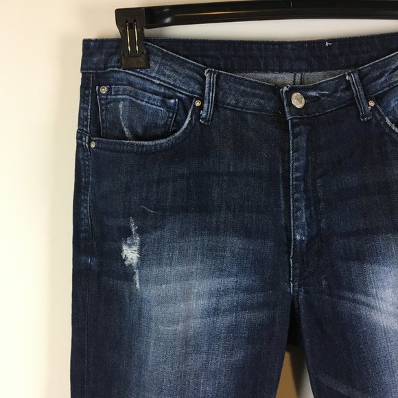 MNG Collection Dark Wash Distressed Skinny Jeans - Picture 8 of 8